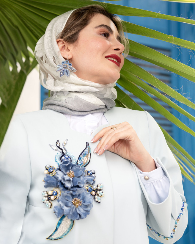 کت جواهردوزی آبی دریایی