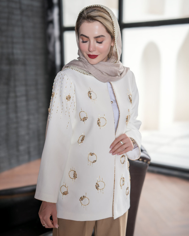 کت کرپ سفید شاینی