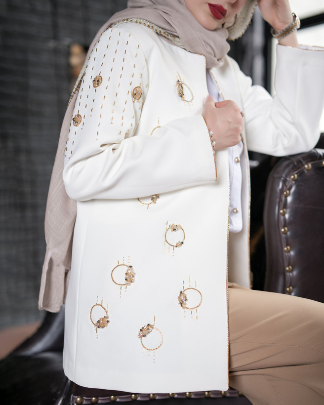 کت کرپ سفید شاینی
